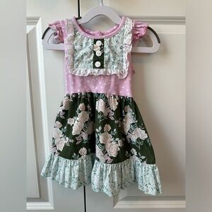 Ricrac & Ruffles Time Traveler Dress Floral and Polka Dots (Size 24 Months)